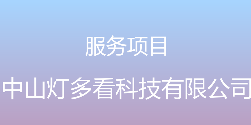 服务项目 - 中山灯多看科技有限公司